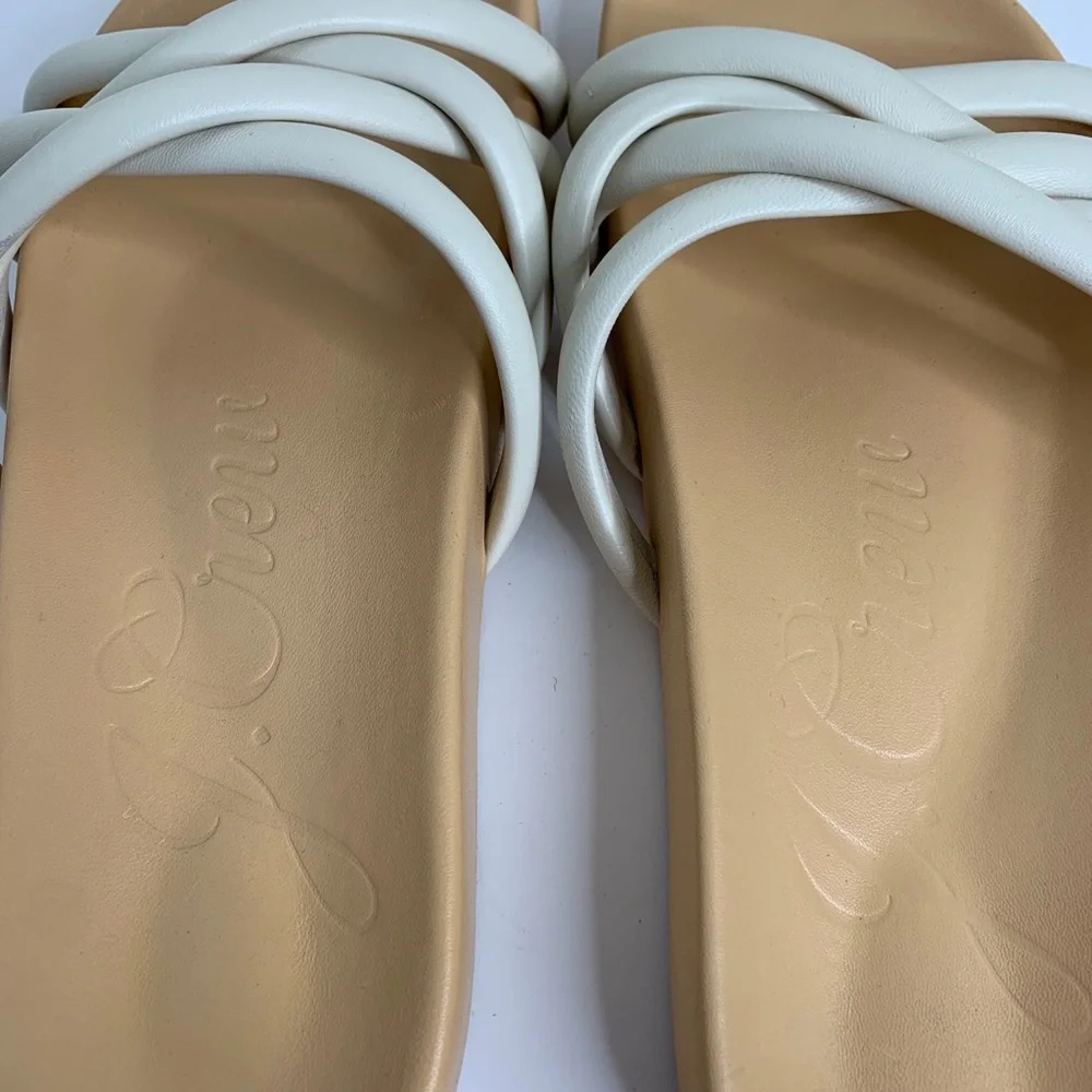 J Crew Pacific Fresh Cream Cushy Slip On Sandals Strappy Size 8.5 Women’s
